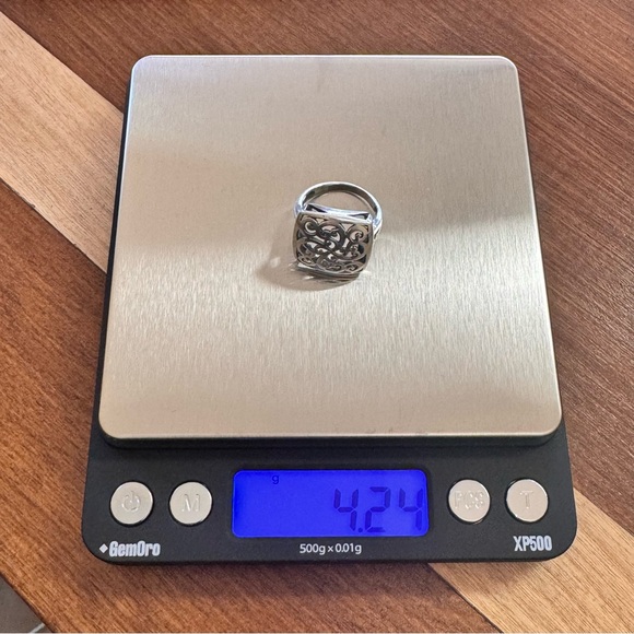 Intricate Filigree Sterling Silver Square Statement Ring Size 7.25 weight 4.24 - Picture 8 of 8